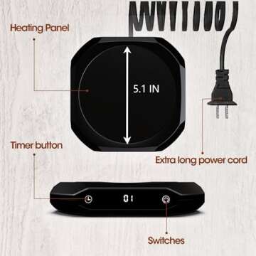 Mug Warmer for Desk - 36W Smart Coffee Cup Warmer with Timer, Auto Shut Off, 3 Heat Settings, Keep Your Coffee Warm for Office Hours,Perfect Coffee Gifts (Black)