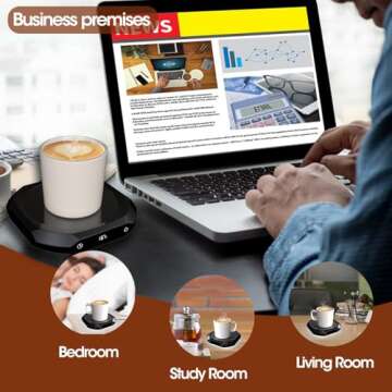 Mug Warmer for Desk - 36W Smart Coffee Cup Warmer with Timer, Auto Shut Off, 3 Heat Settings, Keep Your Coffee Warm for Office Hours,Perfect Coffee Gifts (Black)