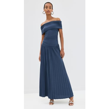Lioness Navy Blue Maxi Dress Off-Shoulder Comfortable Stylish