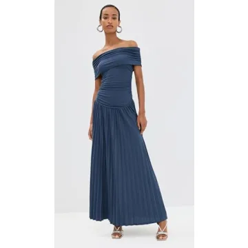 Lioness Navy Blue Maxi Dress Off-Shoulder Comfortable Stylish