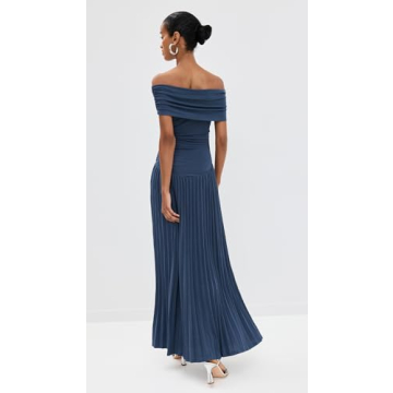 Lioness Navy Blue Maxi Dress Off-Shoulder Comfortable Stylish