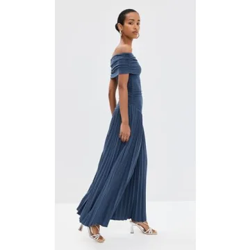 Lioness Navy Blue Maxi Dress Off-Shoulder Comfortable Stylish
