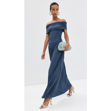 Lioness Navy Blue Maxi Dress Off-Shoulder Comfortable Stylish