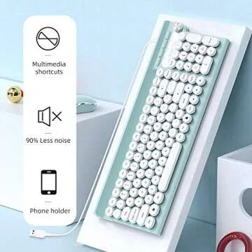 MQSUZA Wired Keyboard, Cute Keyboard Esay to Type, Compact Full Size 102 Keys for Windows PC/Laptop/Desktop(Mint Green)