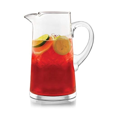 Libbey Cantina 90 Oz Tall Glass Pitcher, Hand-Blown Clear Glass Pitcher with Handle, Elegant Glass S...