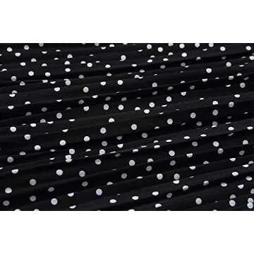 EXLURA Womens High Waist Polka Dot Pleated Skirt Midi Swing Skirt with Pockets Black