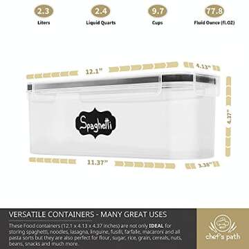 Chef's Path Airtight Food Storage Container Set (Set of 6) - Ideal for Pasta, Spaghetti & Noodles - ...