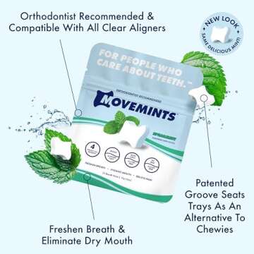 Movemints Clear Aligner Mints - Patented, Edible Alternative to Chewies - Freshen Breath and Improve...
