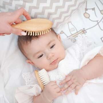 Mr. Pen- Baby Brush and Comb Set, 3Pcs, Wooden, Baby Hair Brush, Cradle Cap Brush, Baby Brush Set for Newborns, Infant Hair Brush, Baby Comb and Brush Set, Newborn Hair Brush, Baby Brushes for Hair