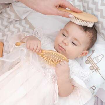 Mr. Pen- Baby Brush and Comb Set, 3Pcs, Wooden, Baby Hair Brush, Cradle Cap Brush, Baby Brush Set for Newborns, Infant Hair Brush, Baby Comb and Brush Set, Newborn Hair Brush, Baby Brushes for Hair