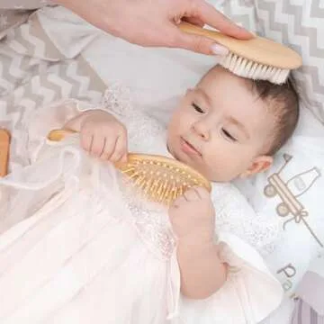 Mr. Pen- Baby Brush and Comb Set, 3Pcs, Wooden, Baby Hair Brush, Cradle Cap Brush, Baby Brush Set for Newborns, Infant Hair Brush, Baby Comb and Brush Set, Newborn Hair Brush, Baby Brushes for Hair