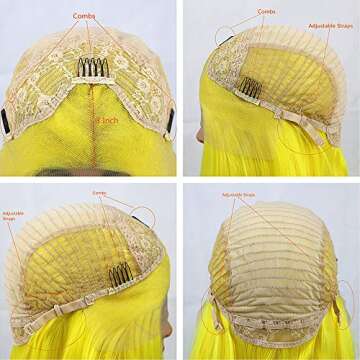 Gold Yellow 14 Inch Wave Synthetic Hair Lace Front Wigs Short Hair Wig For Women 150% Density Cosplay