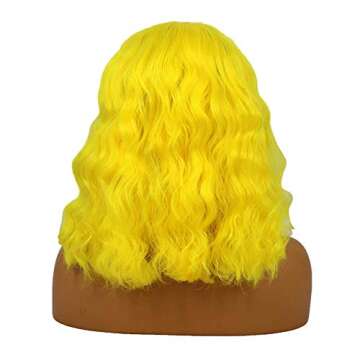 Gold Yellow 14 Inch Wave Synthetic Hair Lace Front Wigs Short Hair Wig For Women 150% Density Cosplay