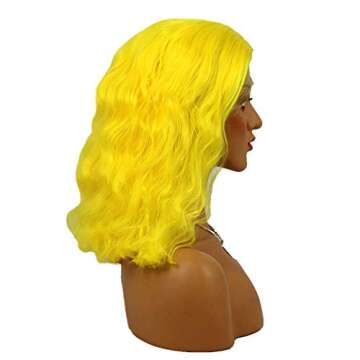 Gold Yellow 14 Inch Wave Synthetic Hair Lace Front Wigs Short Hair Wig For Women 150% Density Cosplay