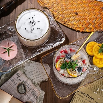 Gezzeny Vintage Coffee Mugs Set with Saucer & Spoon, 14 oz