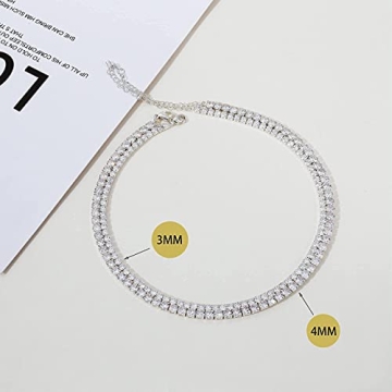 Tewiky Silver Cubic Zirconia Necklace Elegant Cz Tennis Chain