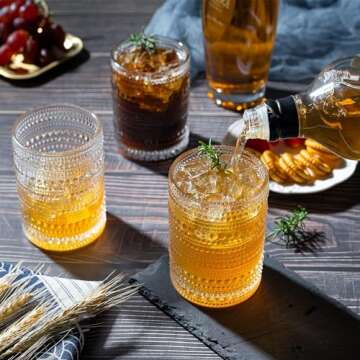 megarte Cocktail Glasses Vintage Drinking Glasses - 12 OZ Hobnail Glassware 6 Set - Bubble Cocktail Glass Raindrops Beaded Glassware Romantic Water Glasses Suit for Cocktail Whiskey Juice