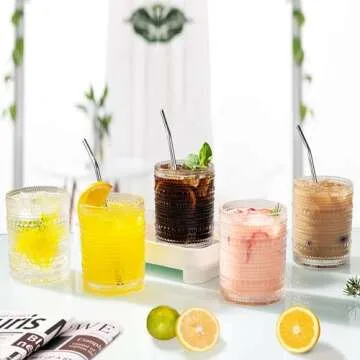 megarte Cocktail Glasses Vintage Drinking Glasses - 12 OZ Hobnail Glassware 6 Set - Bubble Cocktail Glass Raindrops Beaded Glassware Romantic Water Glasses Suit for Cocktail Whiskey Juice