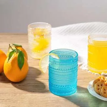 megarte Cocktail Glasses Vintage Drinking Glasses - 12 OZ Hobnail Glassware 6 Set - Bubble Cocktail Glass Raindrops Beaded Glassware Romantic Water Glasses Suit for Cocktail Whiskey Juice