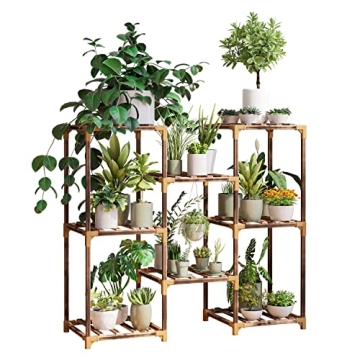 Stylish Eucalyptus Wood Plant Stand for Home and Garden