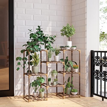 Stylish Eucalyptus Wood Plant Stand for Home and Garden