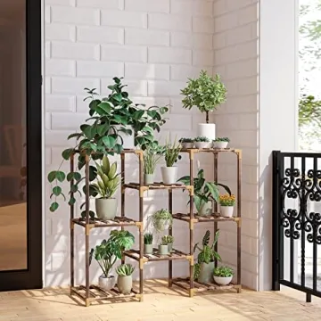 Stylish Eucalyptus Wood Plant Stand for Home and Garden