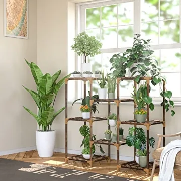 Stylish Eucalyptus Wood Plant Stand for Home and Garden