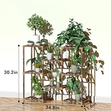 Stylish Eucalyptus Wood Plant Stand for Home and Garden