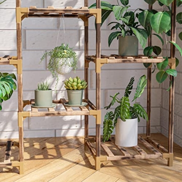 Stylish Eucalyptus Wood Plant Stand for Home and Garden