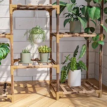 Stylish Eucalyptus Wood Plant Stand for Home and Garden