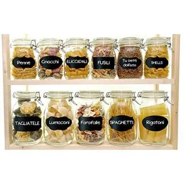 Chalkboard Labels Stickers for Storage Bins - PREMIUM 204 Sticker Bundle + Chalk Marker & Cleaning Cloth - Decorate your Bins, Container or Mason Jars in Style with Removable Tags for Kitchen & Office