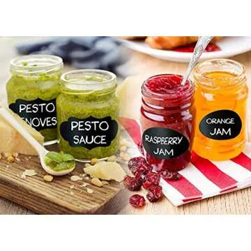 Chalkboard Labels Stickers for Storage Bins - PREMIUM 204 Sticker Bundle + Chalk Marker & Cleaning Cloth - Decorate your Bins, Container or Mason Jars in Style with Removable Tags for Kitchen & Office