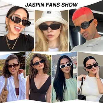 JASPIN Rectangle Sunglasses for Women Men Trendy Y2k Retro 90s Sun Glasses UV400 Protection Cool Squ...