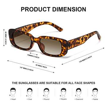 JASPIN Rectangle Sunglasses for Women Men Trendy Y2k Retro 90s Sun Glasses UV400 Protection Cool Square Frame
