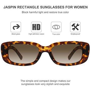 JASPIN Rectangle Sunglasses for Women Men Trendy Y2k Retro 90s Sun Glasses UV400 Protection Cool Square Frame