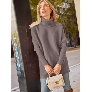 LILLUSORY Oversized Turtleneck Pullover Sweaters Womens 2024 Long Tunic Sweater Winter Trendy Casual...