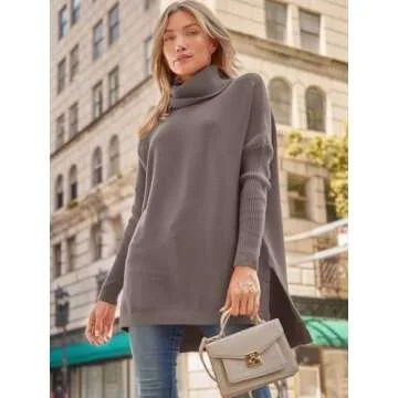 LILLUSORY Oversized Turtleneck Pullover Sweaters Womens 2024 Long Tunic Sweater Winter Trendy Casual Poncho Cowl Neck Cute Tops Dress Fall Fashion Clothes Outfits Clothing
