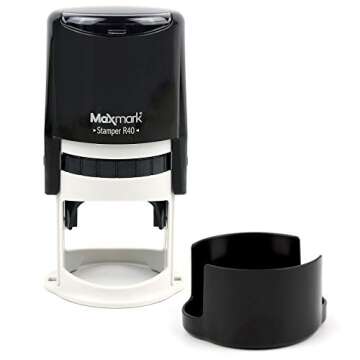 Round Notary Stamp for State of North Carolina- Self Inking Stamp - Top Brand Unit with Bottom Locki...