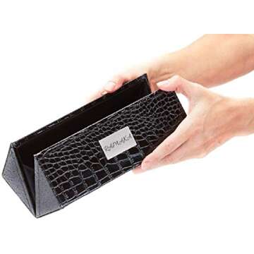 Makeup Brush Holder Box | Make Up Organizers and Storage by Ramaka Solutions | Professional Makeup Case Magnetic Closure | Faux Leather Cosmetic Organizer Decorative Boxes (9.25 X 3.25 Inches) Black