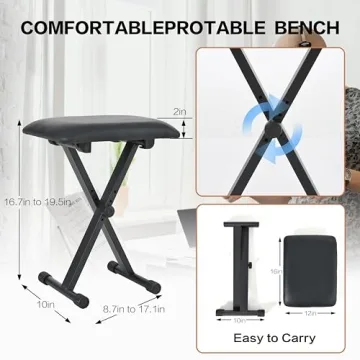 MSTNE Digital Piano 88 Key Weighted with Piano Bench, 88 Key Full Size Semi Weighted Keyboard Piano, Electronic Piano for Beginner,with Adjustable Stand,Carrying Case,Sustain Pedal,Headphone (Black)