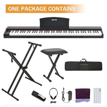 MSTNE Digital Piano 88 Key Weighted with Piano Bench, 88 Key Full Size Semi Weighted Keyboard Piano, Electronic Piano for Beginner,with Adjustable Stand,Carrying Case,Sustain Pedal,Headphone (Black)