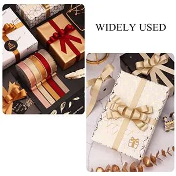 VIVIQUEN Double Faced Rose Gold Purl Ribbon,Luxury Glitter Ribbon 5/8 Inches x 20 Yards, Prefect for Gift Wrapping,Floral Arrangements,Wedding Decorations