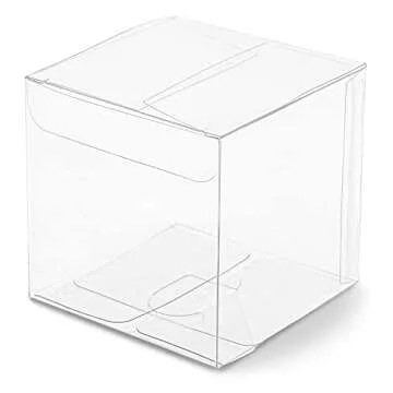 Juvale 50-Pack Clear Gift Boxes - 3x3x3 In Square Plastic Transparent Favor Boxes for Wedding, Baby Shower, Birthday Party