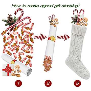Yifanplus 4 Pack Christmas Stockings, 18 Inches Large Cable Knitted Stocking Decorations, Knit Stockings Kits Solid Color White Ivory Classic Decorations for Family Holiday Xmas Partydecor