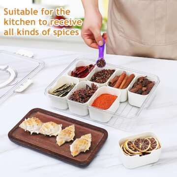 Snack Box Container，Divided Serving Tray with Lid and Handle Snackle Box Container, reusable leakproof organizing portable snacks platters clear organizer for candy fruits nuts party entertaining