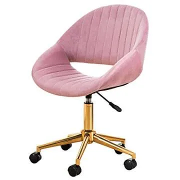 ovios Cute Desk Chair,Plush Velvet Office Chair for Home or Office,Modern,Comfortble,Nice Task Chair for Computer Desk. (Golden-Pink)