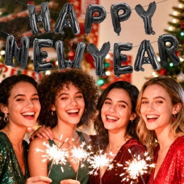 Happy New Year Balloons Party Supplies for 2026 Celebrations