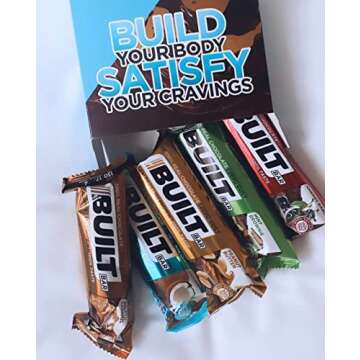 Built Bar 18 Bar Variety Pack Protein and Energy Bars - 100% Real Chocolate - High Protein, Whey and Fiber - Low Carb, Low Calorie, Low Sugar - Gluten Free (9 Flavor Mixed Box of Built Bars)