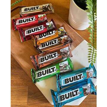 Built Bar 18 Bar Variety Pack Protein and Energy Bars - 100% Real Chocolate - High Protein, Whey and Fiber - Low Carb, Low Calorie, Low Sugar - Gluten Free (9 Flavor Mixed Box of Built Bars)