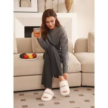 Chantomoo Women's Slippers Memory Foam Slippers for Women Fuzzy Comfy Faux Fur House Shoes Furry Ind...